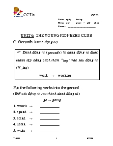 Giáo án Tiếng Anh 8 - Units 6: The young pioneers club