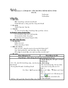 Giáo án Tin học 7 - Phần 1: Bảng tính điện tử - Bài thực hành 1 - Làm quen với chương trình bảng tính Excel (2)