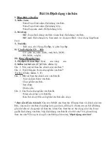 Giáo án Tin học lớp 6 - Chương 4: Soạn thảo văn bản - Bài 16. Định dạng văn bản