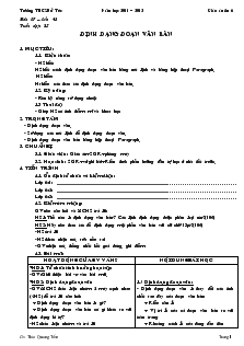 Giáo án Tin học lớp 6 - Chương 4: Soạn thảo văn bản - Bài 17: Định dạng đoạn văn bản - Thái Quang Tiến - Trường THCS Bổ Túc