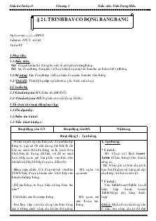 Giáo án Tin học lớp 6 - Chương 4: Soạn thảo văn bản - Bài 21: Trình bày cô đọng bằng bảng - Trần Trung Hiếu