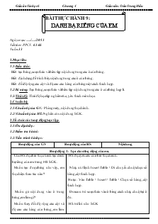 Giáo án Tin học lớp 6 - Chương 4: Soạn thảo văn bản - Bài thực hành 9 - Danh bạ riêng của em - Trần Trung Hiếu