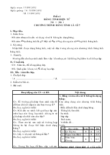 Giáo án Tin học lớp 7 - Phần I: Bảng tính điện tử - Bài 1: Chương trình bảng tính là gì