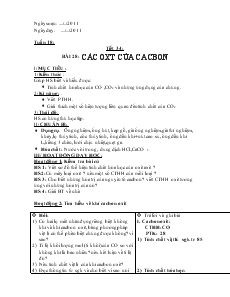 Tuần 18 - Tiết 34, Bài 28: Các oxit của cacbon