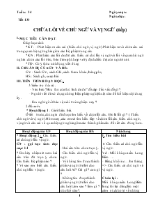 Giáo án Ngữ văn 6, tập 2 - Chữa lỗi về chủ ngữ và vị ngữ (tiếp)