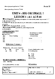 Giáo án Tiếng Anh 6 - Units 4: Big or small