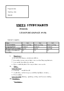 Giáo án Tiếng Anh 8 - Units 5: Study habits