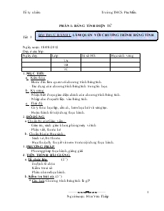 Giáo án Tin học 7 - Phần 1: Bảng tính điện tử -  Bài thực hành 1 - Làm quen với chương trình bảng tính Excel - Hứa Văn Thiệp - Trường THCS Pác Miầu