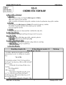 Giáo án Tin học lớp 6 - Chương 4: Soạn thảo văn bản - Bài 15: Chỉnh sửa văn bản - Lê Thị Thúy - Trường THCS Nguyễn Du