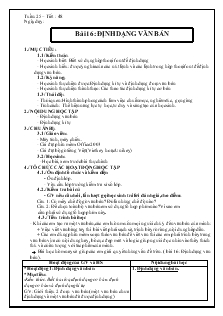 Giáo án Tin học lớp 6 - Chương 4: Soạn thảo văn bản - Bài 16: Định dạng văn bản