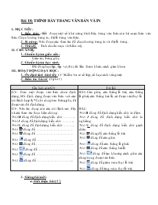 Giáo án Tin học lớp 6 - Chương 4: Soạn thảo văn bản - Bài 18: Trình bày trang văn bản và in