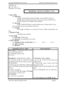 Giáo án Tin học lớp 6 - Chương 4: Soạn thảo văn bản - Bài 18: Trình bày trang văn bản và in - Nguyễn Thị Thảo Trinh - Trường THCS Nguyễn Văn Linh