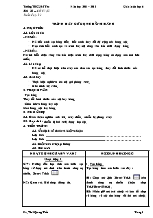 Giáo án Tin học lớp 6 - Chương 4: Soạn thảo văn bản - Bài 21: Trình bày cô đọng bằng bảng - Thái Quang Tiến -Trường THCS Bổ Túc