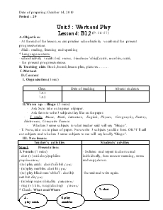 Period 29 - Unit 5: Work and play - Lesson 4: B1,2 (P.56-57)
