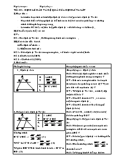 Tiết 38: Định lý đảo và hệ quả của định lý Talet