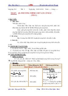 Tiết 47, Bài 5: Phương trình chứa ẩn ở mẫu (Tiết 1) - Nguyễn Thị Thu