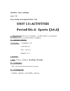Unit 13: Activities - Period 86: A-Sport (A4,6) - Nguyễn Thùy Linh
