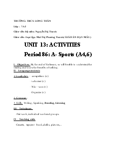 Unit 13: Activities - Period 86: A-Sports (A4,6) - Mai Thị Phương Thanh