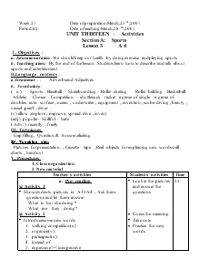 Unit 13: Activities - Section A: Sports - Lesson 3: A4 - Năm học 2006-2007