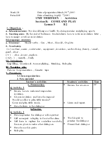 Unit 13: Activities - Section B: Come and play - Lesson 5: B2 - Năm học 2006-2007