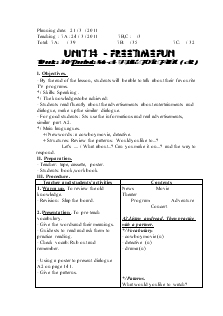 Unit 14: Freetime fun - Period 86 - A time for fun (A2) - Năm học 2010-2011