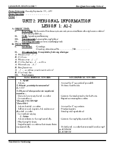 Unit 2: Personal Information - Lesson 1: A1-2 - Le Van Luong