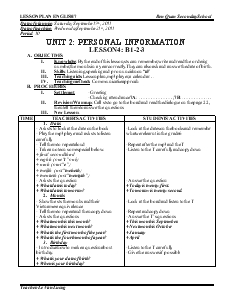 Unit 2: Personal Information - Lesson 4: B1-2-3 - Le Van Luong