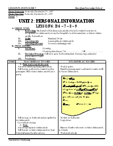 Unit 2: Personal Information - Lesson 6: B6-7-8-9 - Le Van Luong