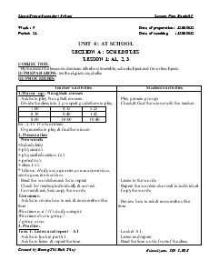 Unit 4: At School - Section A: Schedules - Lesson 1: A1,2,3 - Hoang Thi Bich Thuy