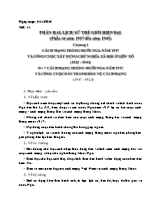 Giáo án Lịch sử 10 - Phần hai: Lịch sử thế giới hiện đại (phần từ năm 1917 đến năm 1945)