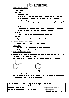 Giáo án môn Hóa học 11 - Bài 41: Phenol