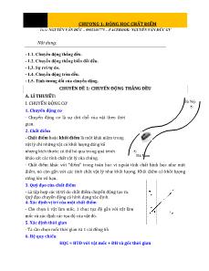 Giáo án môn Vật lý 10 - Chương 1: Động học chất điểm