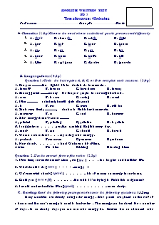 English written test no 3 - Class 9