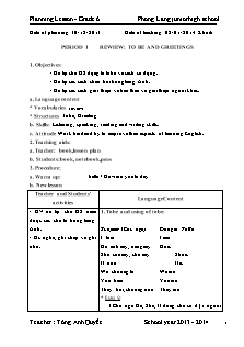 Planning Lesson - Grade 6 - Phong Lang junior high school