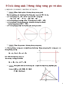 8 Cách chứng minh 2 đường thẳng vuông góc với nhau