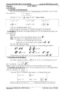 Chuyên đề Phương trình - Bất phương trình mũ và logarith