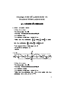 Giáo án Đại số và giải tích lớp 11 - Chương I: Hàm số lượng giác và phương trình lượng giác