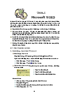 Tin học văn phòng - Chương 4: Microsoft Word