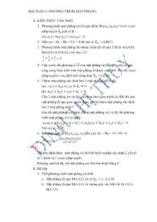 Toán học - Bài toán I: Phương trình mặt phẳng