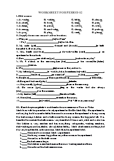 Tiếng Anh - Worksheet for period 12