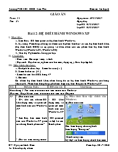 Giáo án môn Tin học lớp 6 - Bài 12: Hệ điều hành windows XP