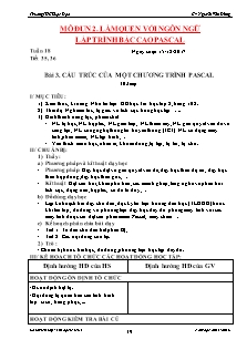 Giáo án Tin học khối 8 - Bài 3: Cấu trúc của một chương trình pascal