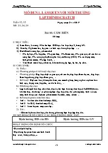 Giáo án Tin học khối 8 - Bài học 10: Cảm biến