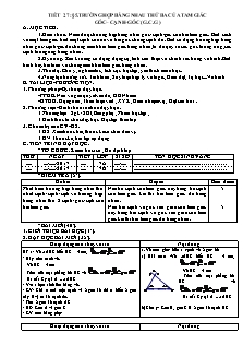 Giáo án Toán học 7 - Trường hợp bằng nhau thứ ba của tam giác góc – cạnh – góc (g. c. g)