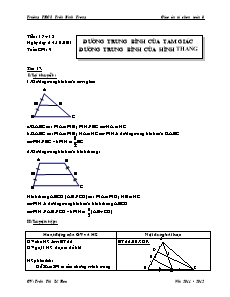 Gíao án tự chọn Toán 8 - Đường trung bình của tam giác đường trung bình của hình thang